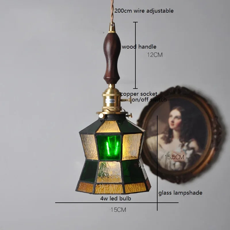 IWHD France Europe Style Stained Glass LED Pendant Light Fixtures