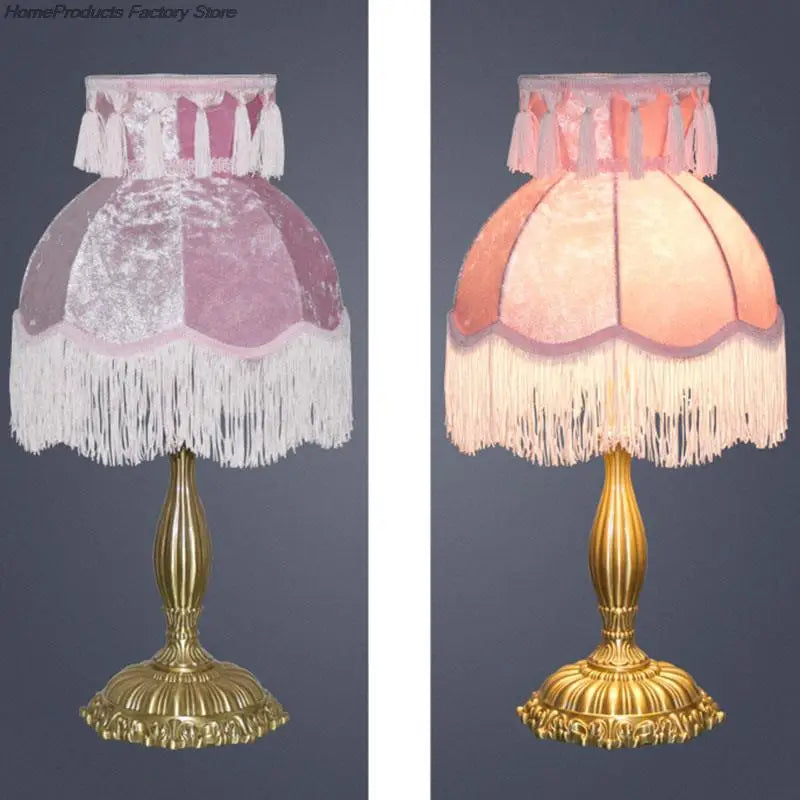 Pink and Green Velvet Lampshade