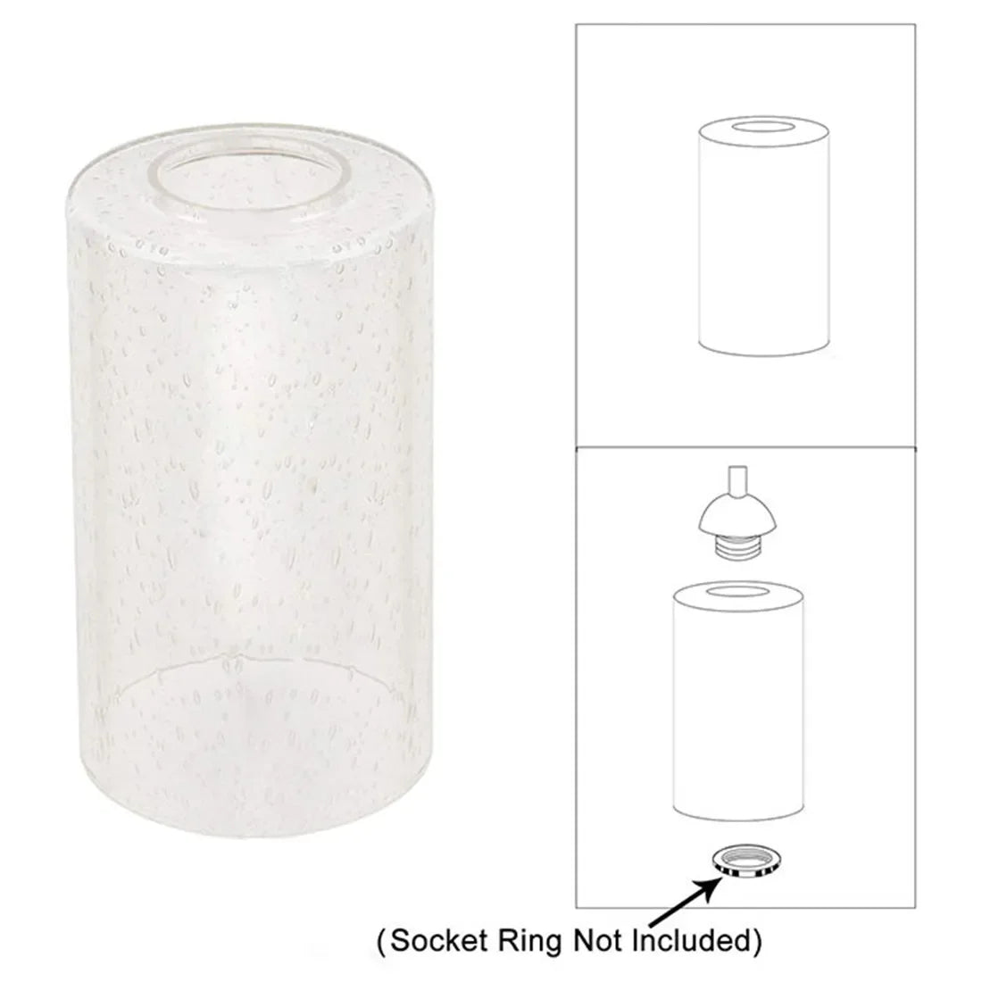 Clear Seeded Glass Shade Cylinder Bubble Glass Lampshade Replacement  for Pendant Light, Chandelier,Vanity Sconces