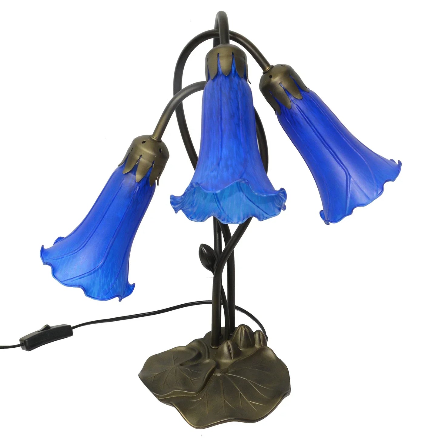 Pond Lily Lamp Shade Blue Glass Lampshade  4" Wide X 6" Tall X 1.5" Fitter Lighting Accessories - Adrianas Specialty Lamp Shades