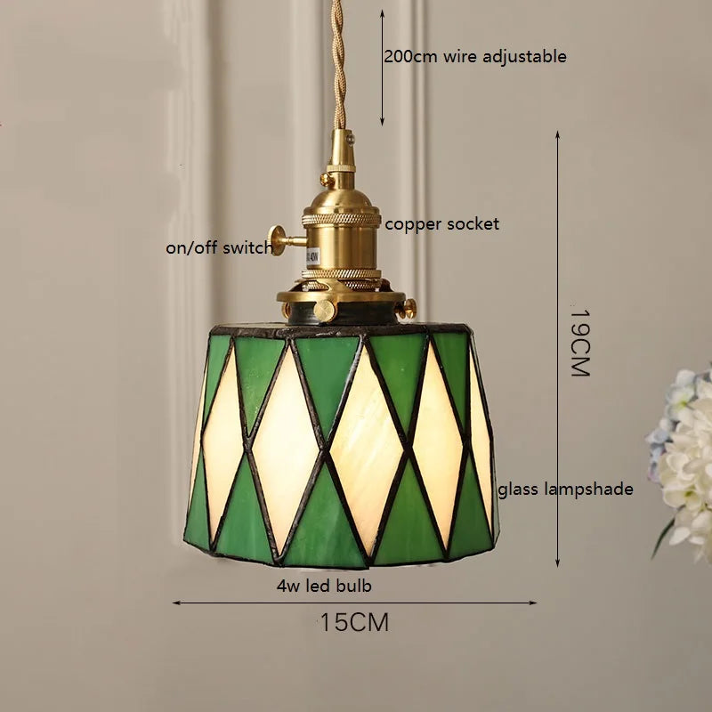 IWHD France Europe Style Stained Glass LED Pendant Light Fixtures