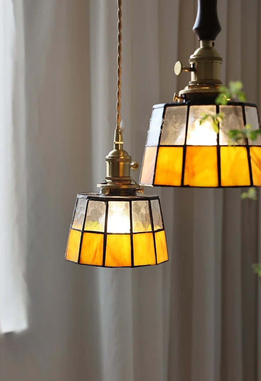 IWHD France Europe Style Stained Glass LED Pendant Light Fixtures