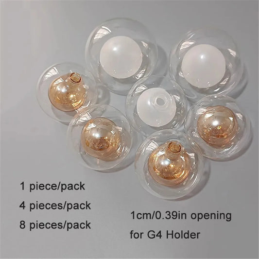 1/4/8pcs Pack 1cm opening globe G4 glass shade replacement D8cm D10cm 11mm fitter round glass lampshade cover for chandelier - Adrianas Specialty Lamp Shades