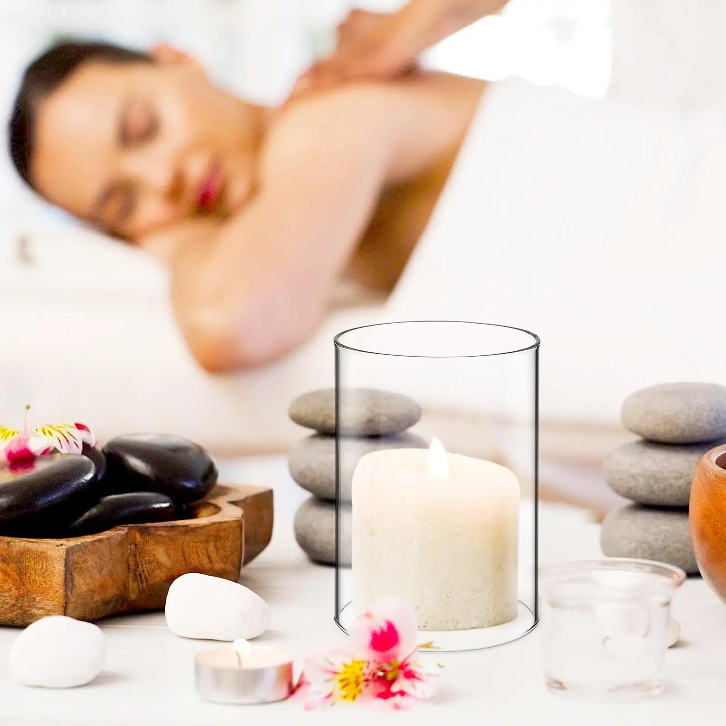 2 Pcs Glass Lampshade Wind Protector Open Cover Tube Covers Shades for Candles Light - Adrianas Specialty Lamp Shades