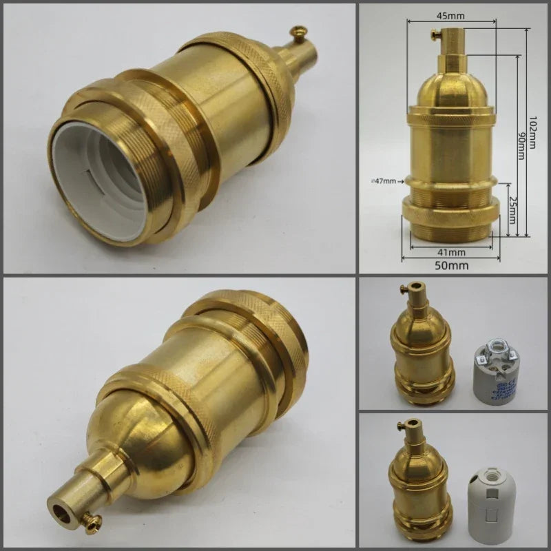 Edison lamp holder for shade Pure brass material quality vintage threaded Socket Bulb Fitting E27 UL/CE lighting copper base