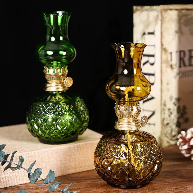 Rustic Large Oil Lamp Vintage Glass  Lamp Antique Oil Lamps