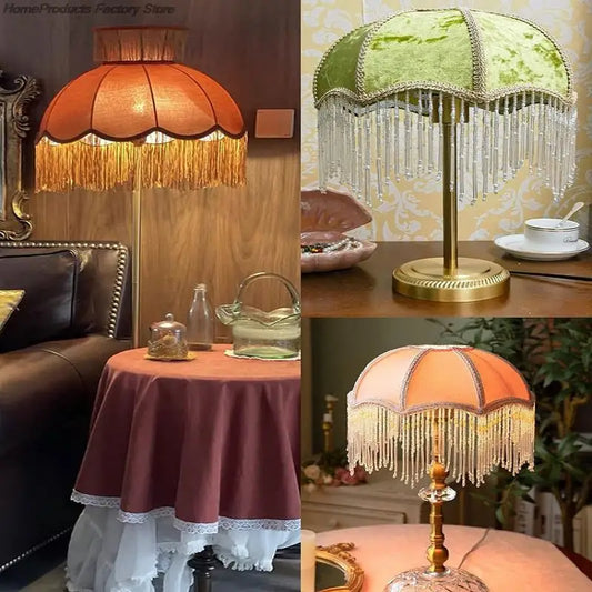 Retro Pink Green Velvet Lampshade