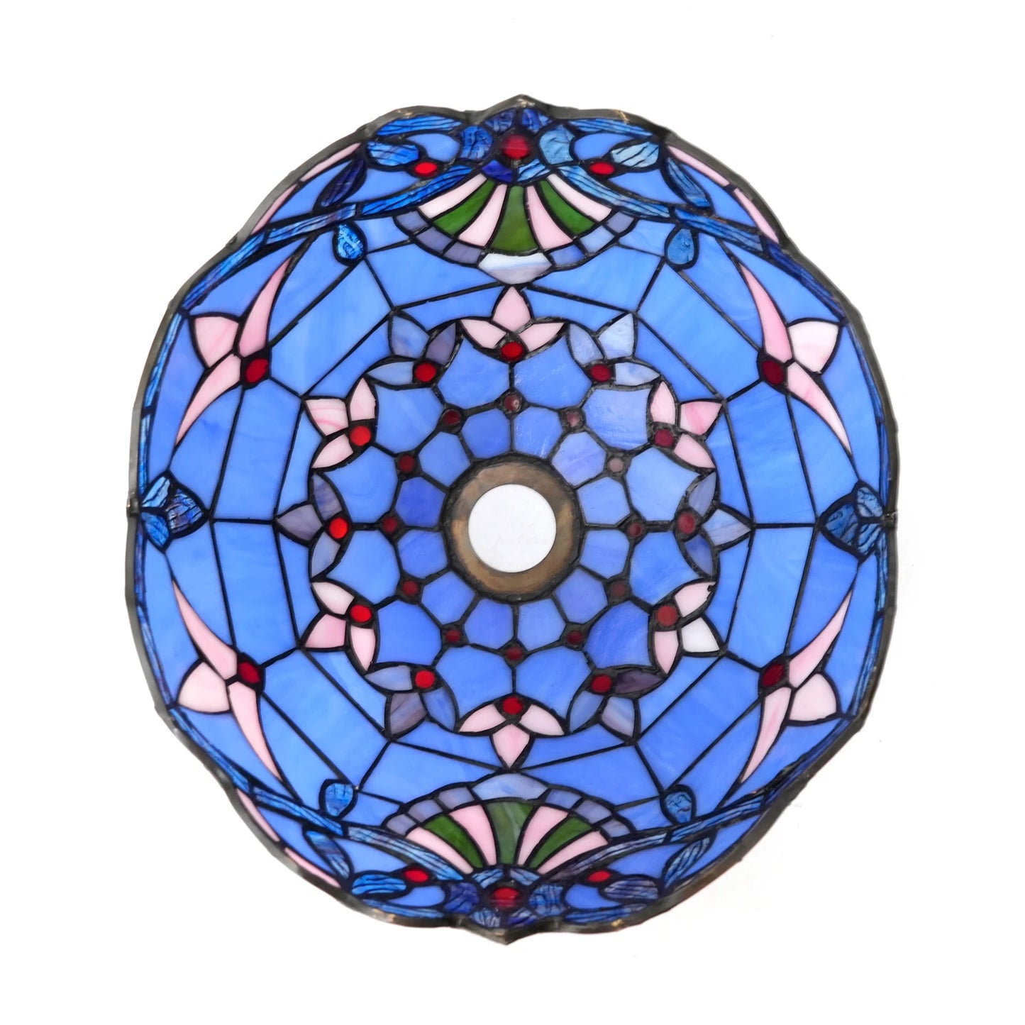 Blue Baroque Lamp Shade, 12 inch  Stained Glass Lampshade replacement for Torchiere Floor Lamp and Pendant Light Fixtures