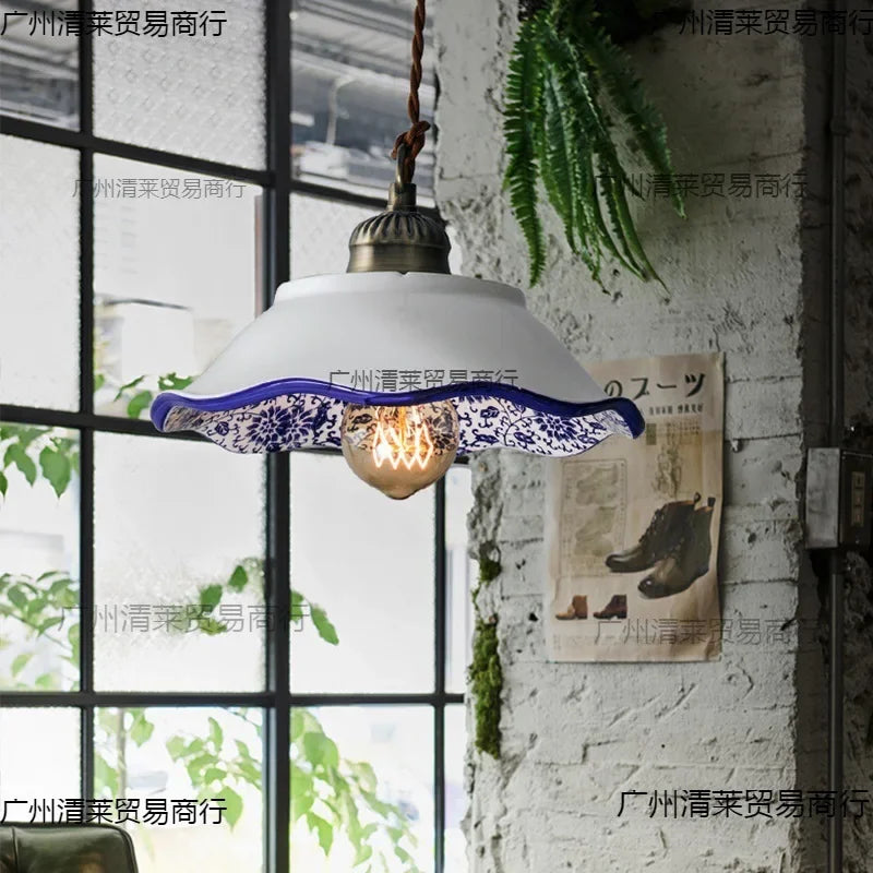 Modern Blue and White Porcelain Wall Lamp Shades