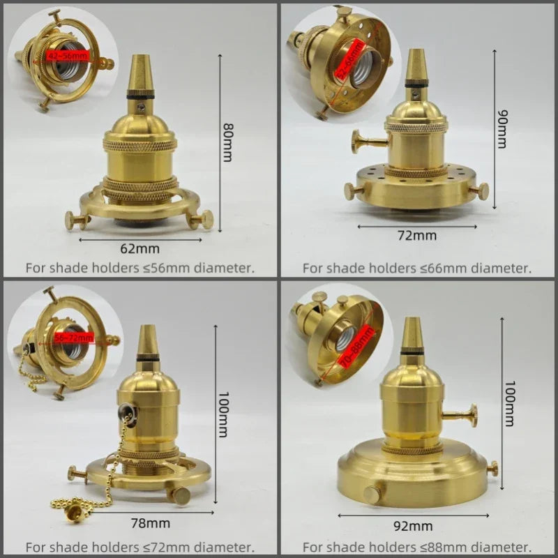 Solid Brass E26/E27 Lampholder with Cord Grip