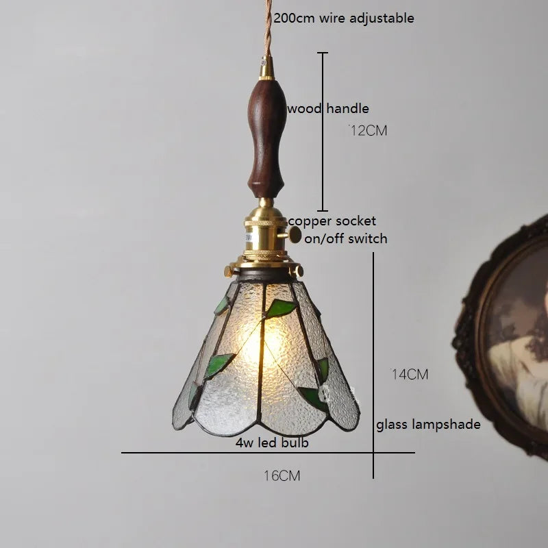 IWHD France Europe Style Stained Glass LED Pendant Light Fixtures