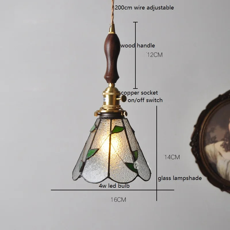 IWHD France Europe Style Stained Glass LED Pendant Light Fixtures