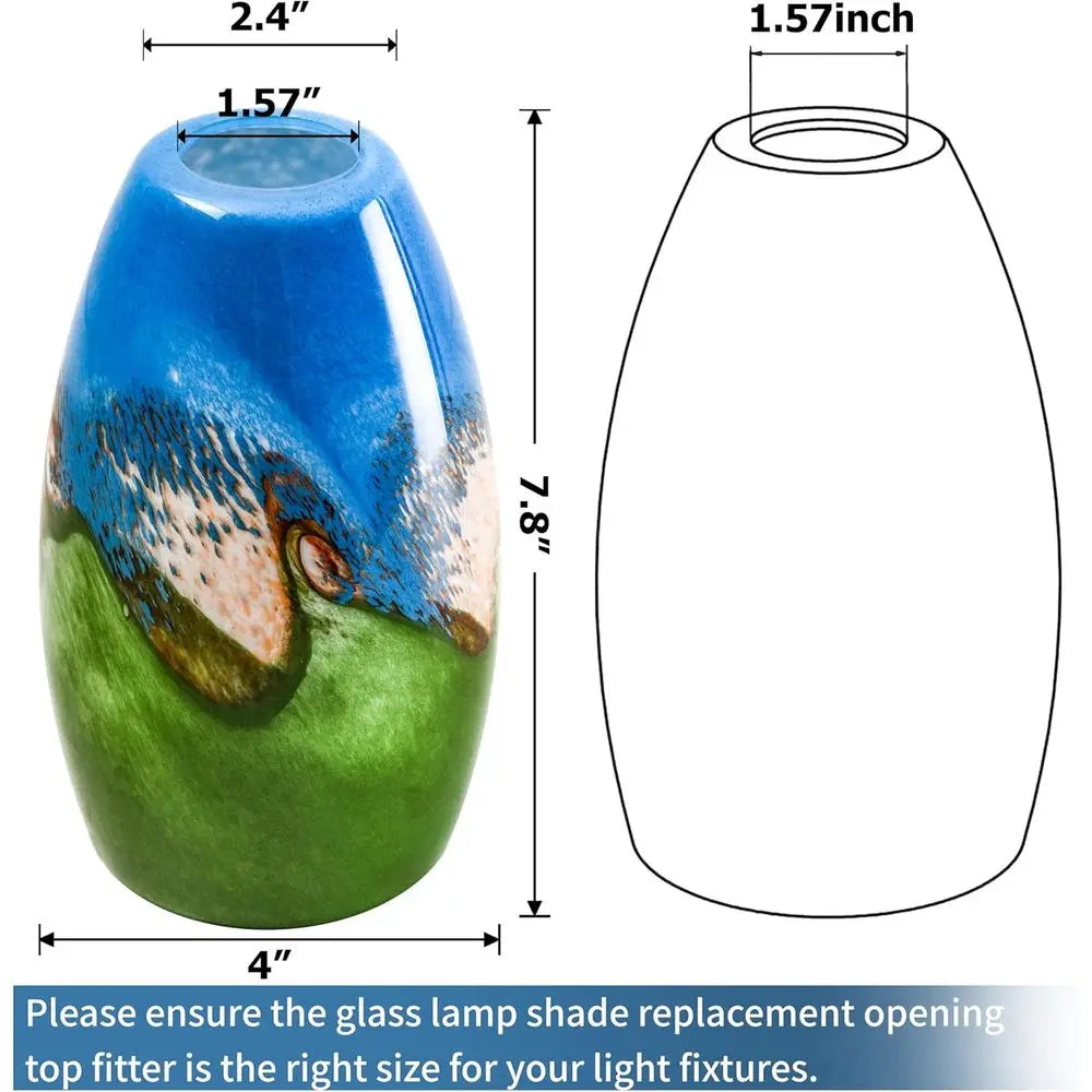 2 Pack Multi Color Glass Lamp Shade Oval Pendant Light Shade,Hand Blown Art Glass Cover Lamp Shade Replacement,Diamater 4", Heig - Adrianas Specialty Lamp Shades