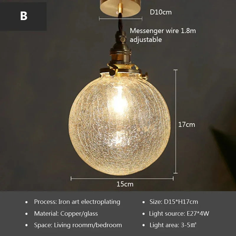 Glass Pendant Light Nordic Dining Room Retro Chandeliers Creative Minimal E27  Transparent Lampshade For Restaurant Lamp Lustre - Adrianas Specialty Lamp Shades