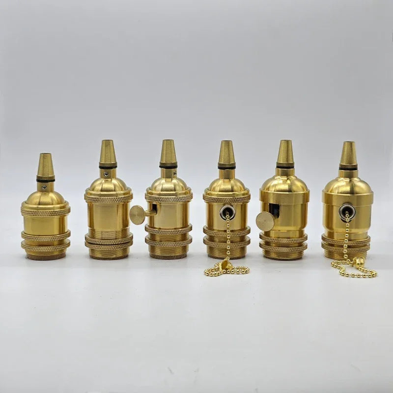 Solid Brass E26/E27 Lampholder with Cord Grip