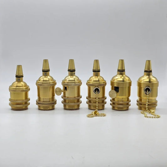 Solid Brass E26/E27 Lampholder with Cord Grip