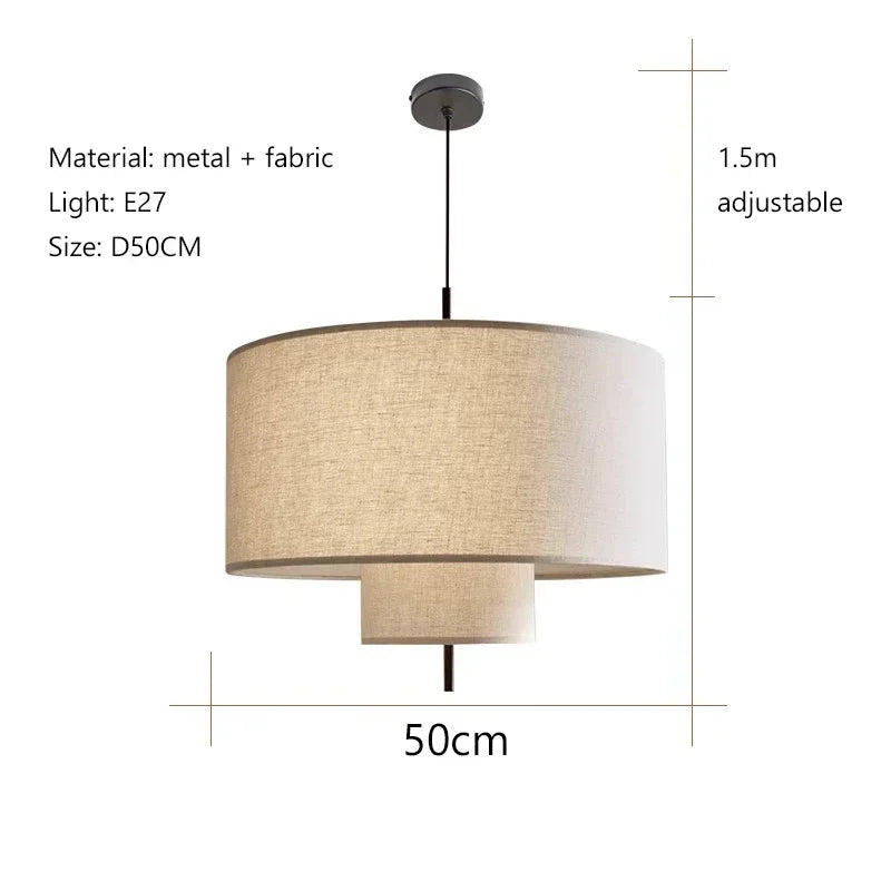 Nordic Minimalist Fabric Hanging Chandelier Light Fixture
