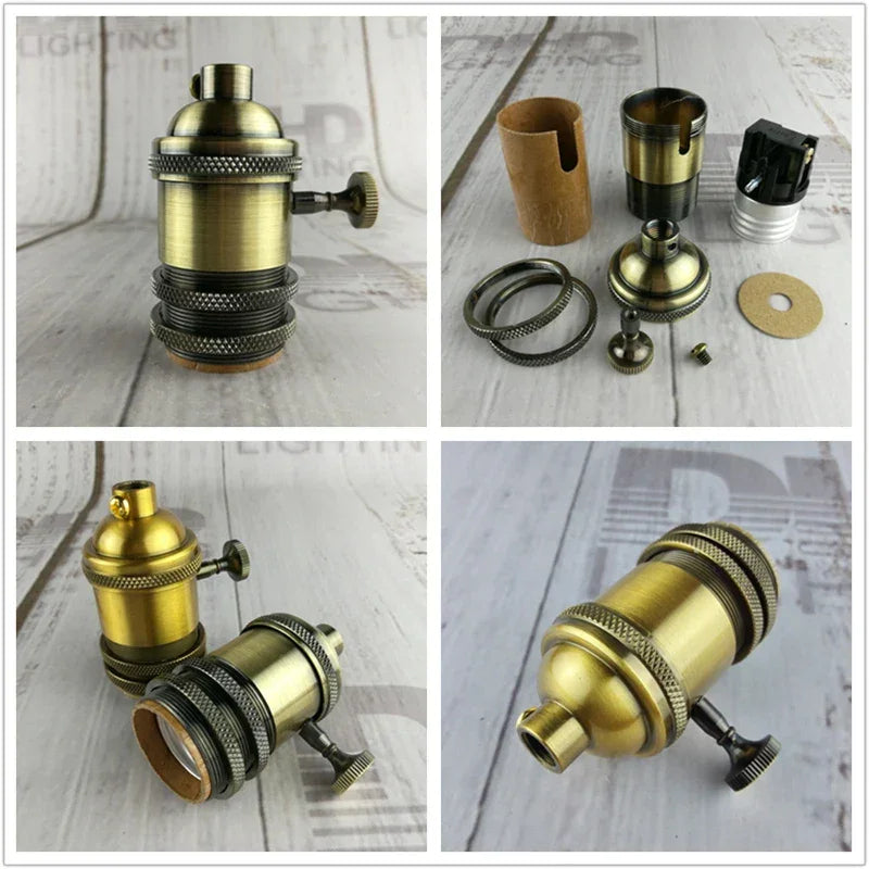 Electroplated copper Light Holder brass material silver/antique brass/shinning black 100% copper DIY Pendant Light Lamp Sockets