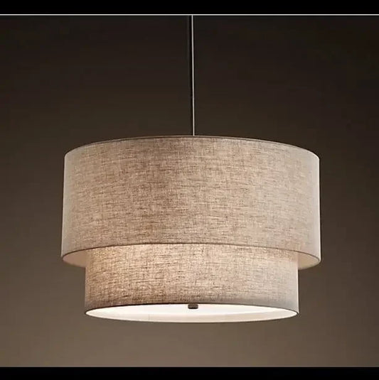 Modern Fixture E27 LED Minimalist Dining Room for Living Bedroom Study Double Linen White-Black-Beige Fabric Pendan Light - Adrianas Specialty Lamp Shades