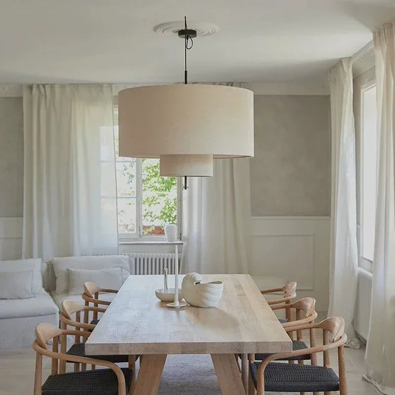 Nordic Minimalist Fabric Hanging Chandelier Light Fixture