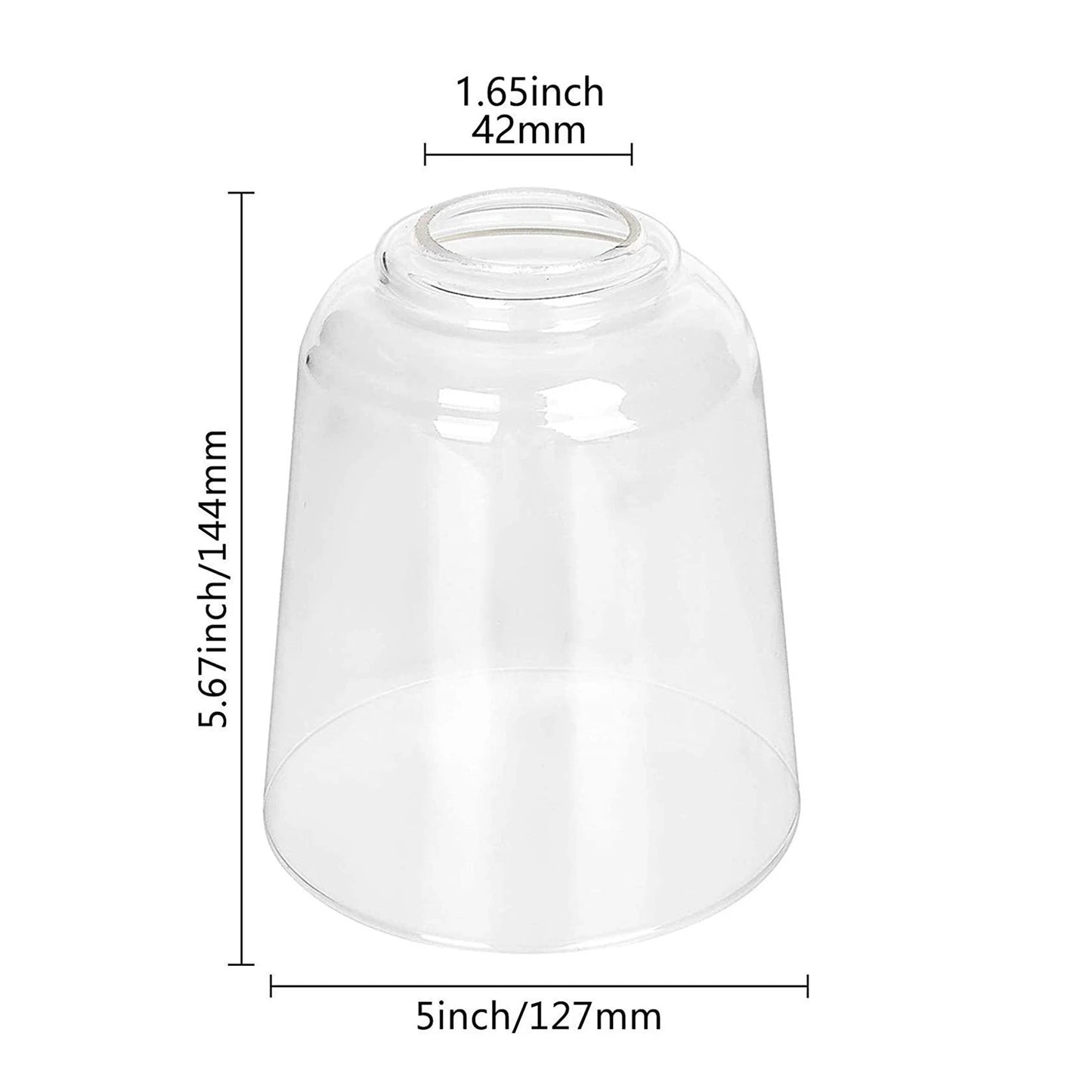 1.65 inch Transparent Cone-Shaped Glass Lampshade With Lighting Device Accessories Transparent Glass Lamp Housing Replacement - Adrianas Specialty Lamp Shades