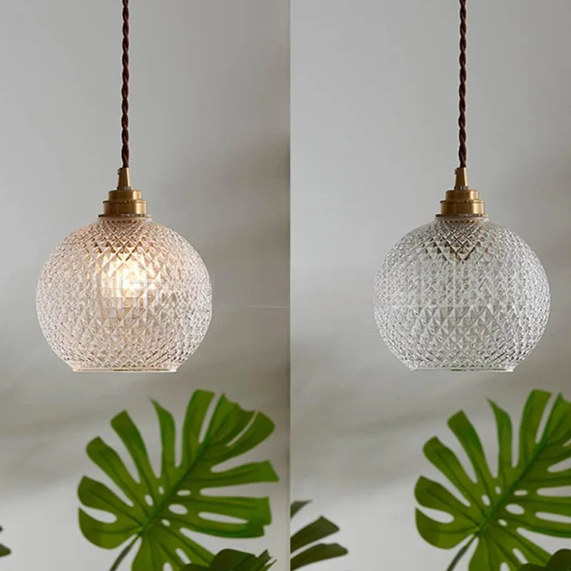 Glass Pendant Light Nordic Dining Room Retro Chandeliers Creative Minimal E27  Transparent Lampshade For Restaurant Lamp Lustre - Adrianas Specialty Lamp Shades