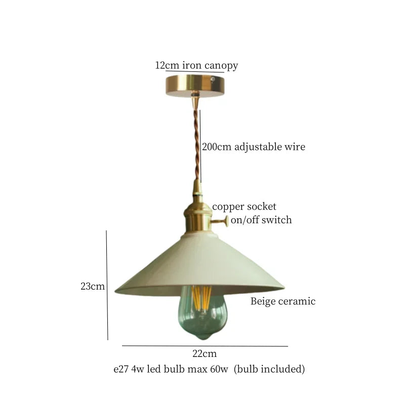 IWHD Green Ceramic Vintage LED Pendant