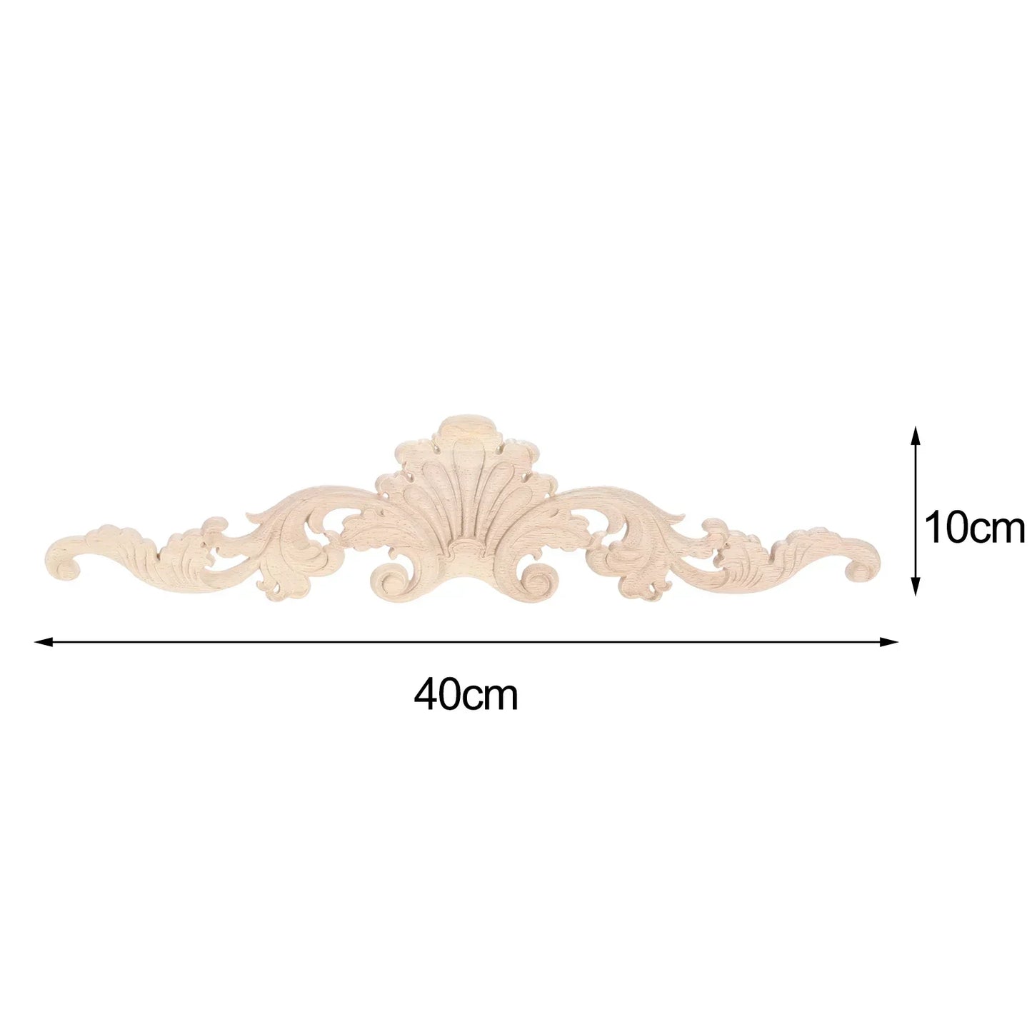 1Pc Crown Wooden Detal Strip Figurines Crafts Natural Floral Unpainted Wood Carved Corner Appliques Wall Door Furniture Decor