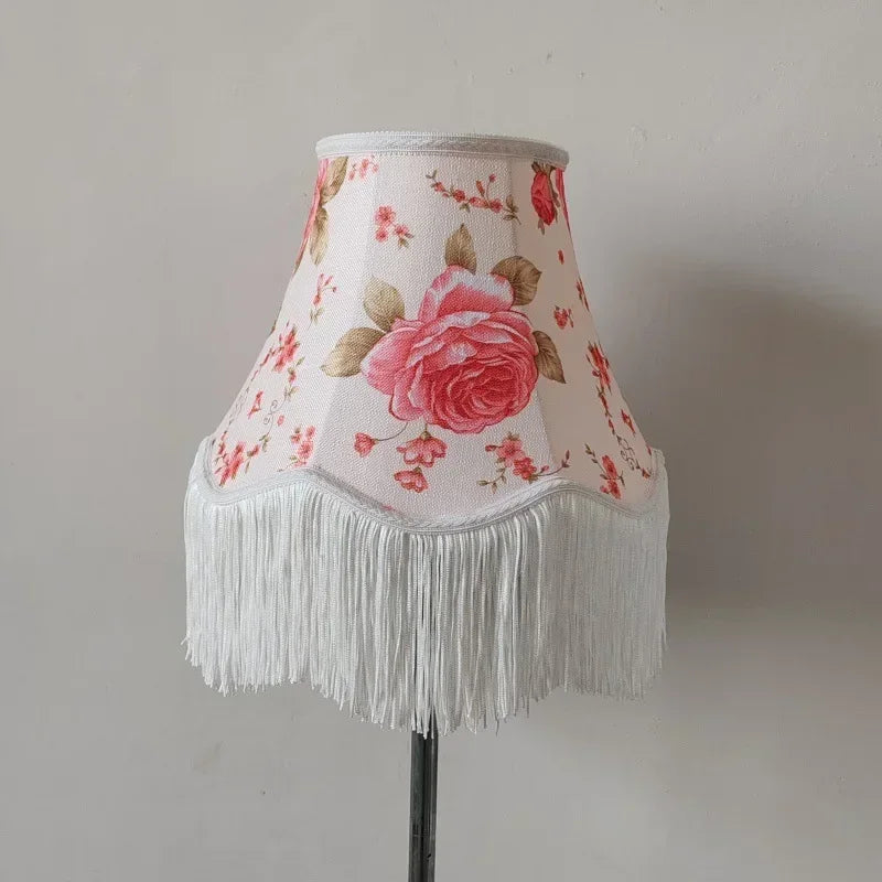 Flower Tassel Lampshade Creative Bedside Woven Lampcovers for Table Lamp European Style Handmade Lighting Accessories - Adrianas Specialty Lamp Shades