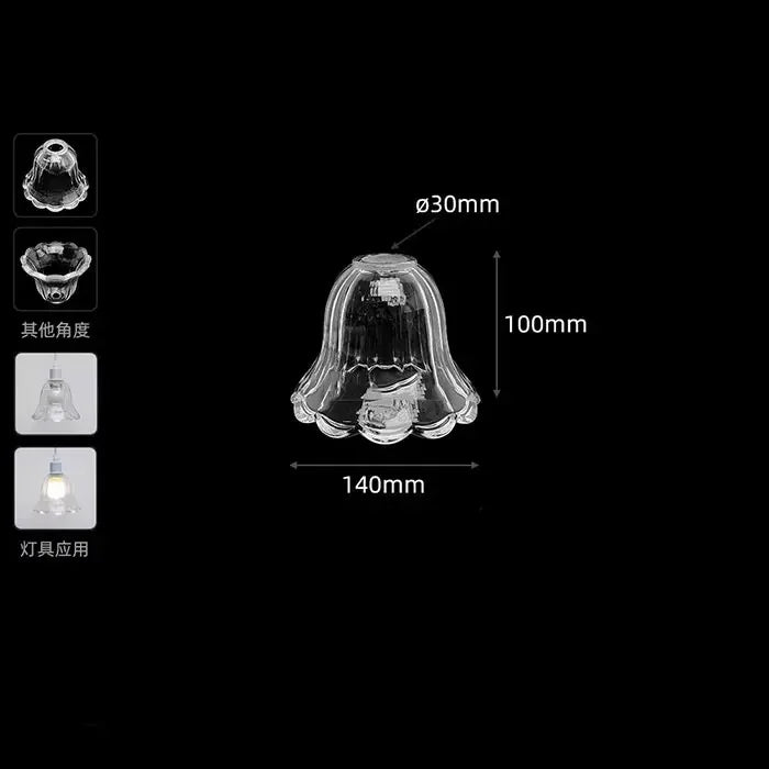 Clear Frost 1.18 Inch Opening E14 Glass Lamp Shades Replacement