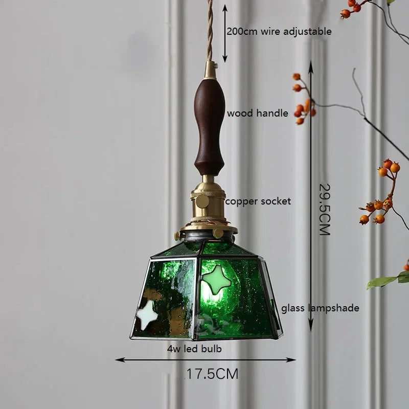 IWHD France Europe Style Stained Glass LED Pendant Light Fixtures