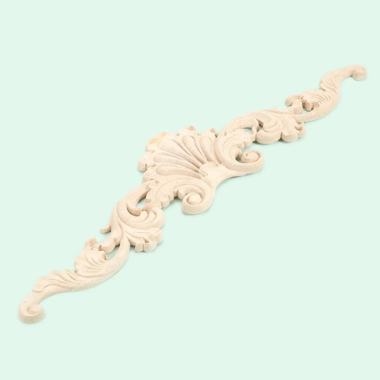 1Pc Crown Wooden Detal Strip Figurines Crafts Natural Floral Unpainted Wood Carved Corner Appliques Wall Door Furniture Decor