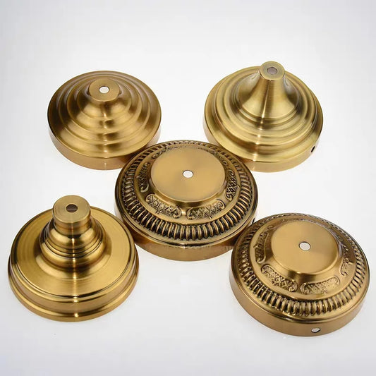 Vintage Brass-Finished Iron Lamp Parts: Base Plates, Trays for Ceramic/Crystal DIY Lighting - Adrianas Specialty Lamp Shades