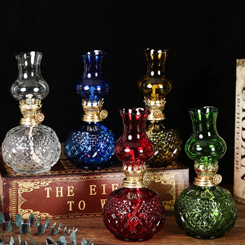 Rustic Large Oil Lamp Vintage Glass  Lamp Antique Oil Lamps