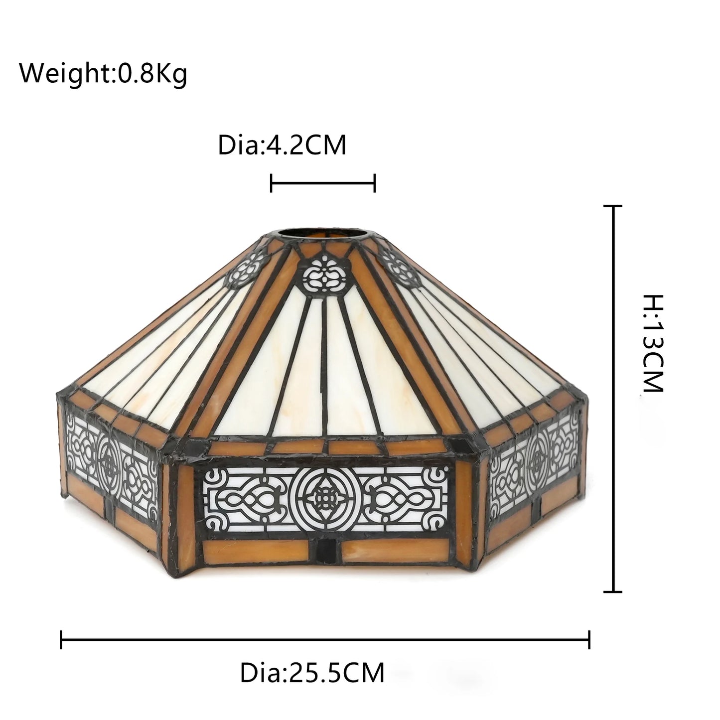 10" Brown Hexagon Stained Glass Lamp Shade - Vintage-Inspired Perfect for Pendant Floor Lamps
