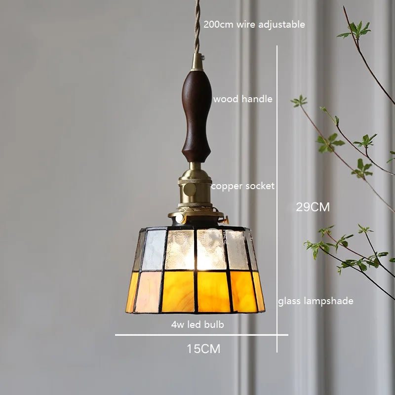 IWHD France Europe Style Stained Glass LED Pendant Light Fixtures