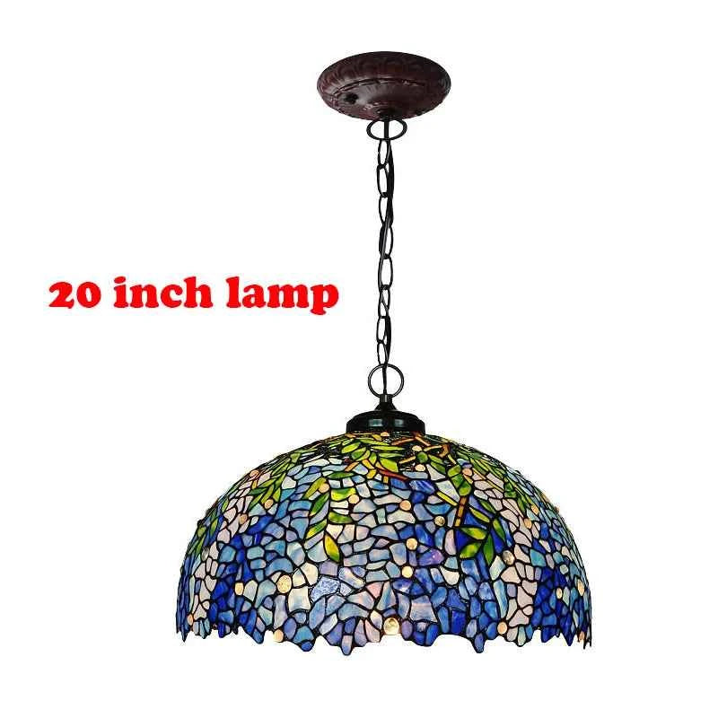 Tiffany Retro Pendant Light Stained Glass Wisteria Lamp Shade