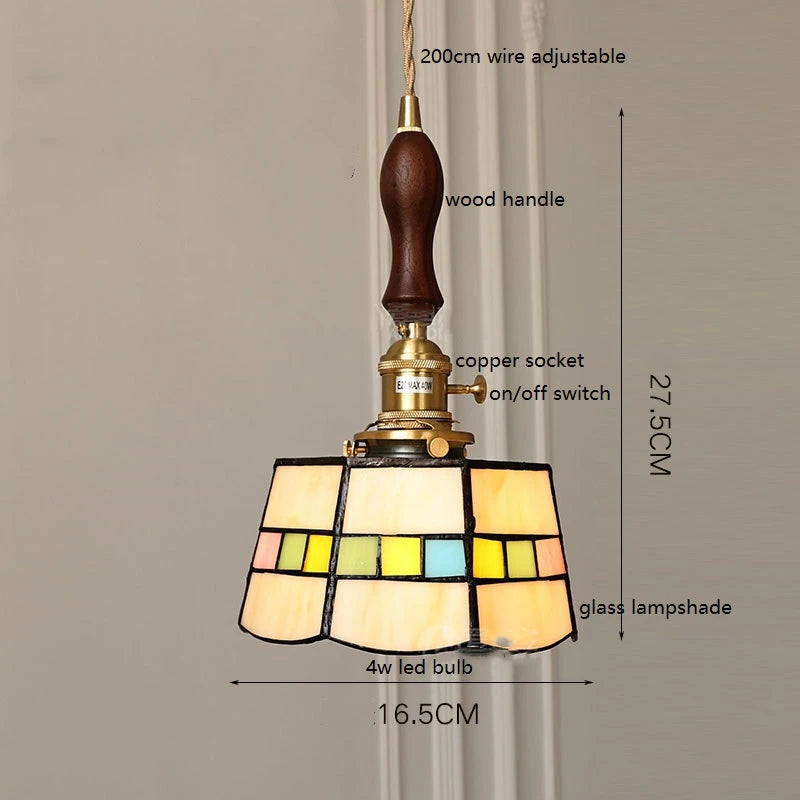 IWHD France Europe Style Stained Glass LED Pendant Light Fixtures