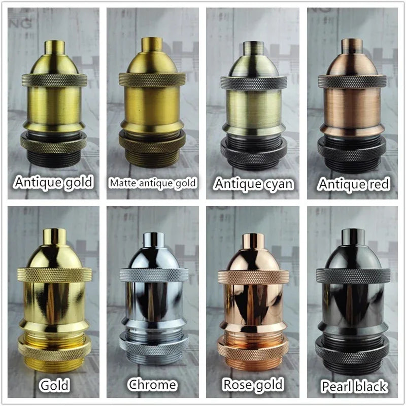 Vintage thread E27 ceramic plastic socket Edison Vintage lampshade bracket DIY lamp accessories aluminum lamp holder