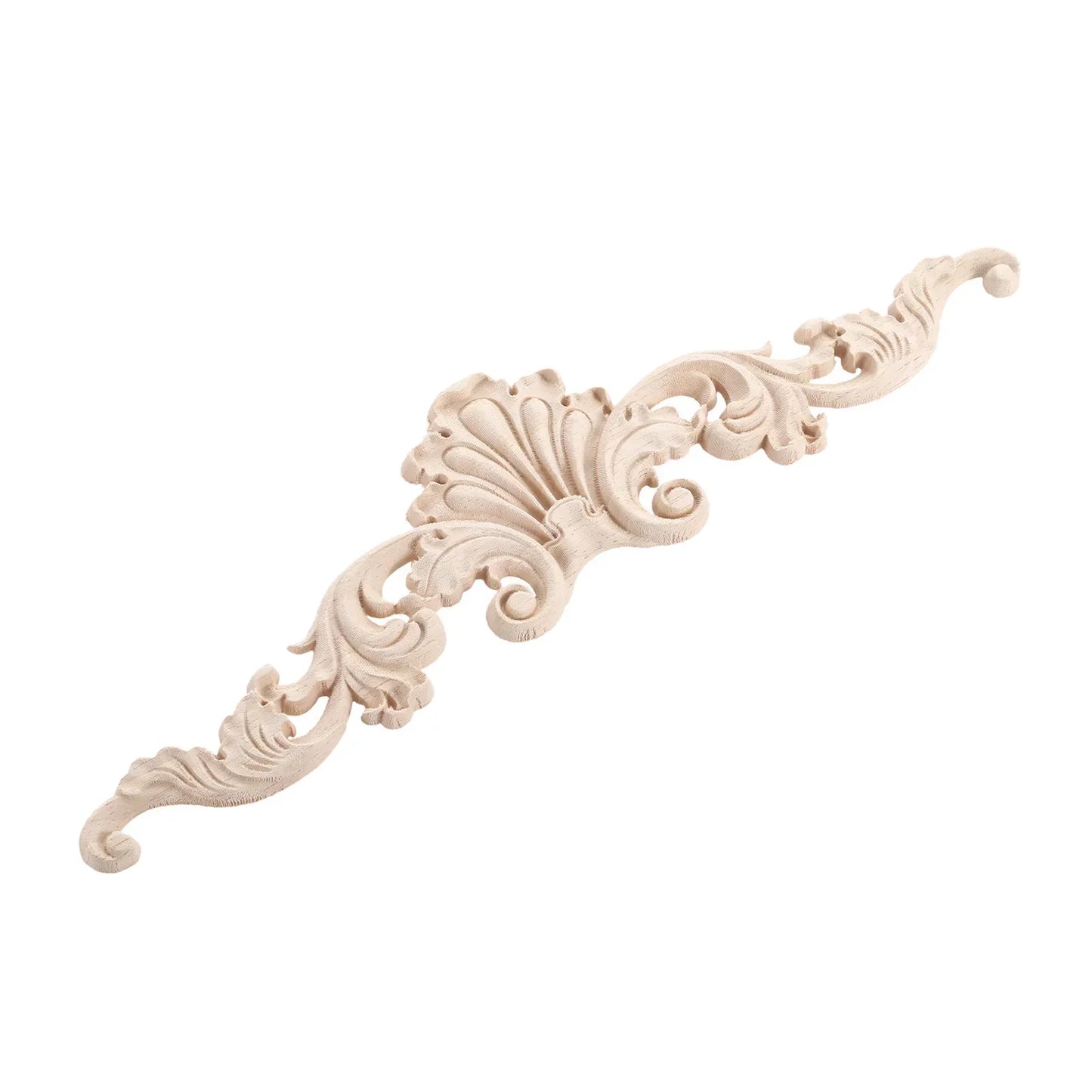 1Pc Crown Wooden Detal Strip Figurines Crafts Natural Floral Unpainted Wood Carved Corner Appliques Wall Door Furniture Decor