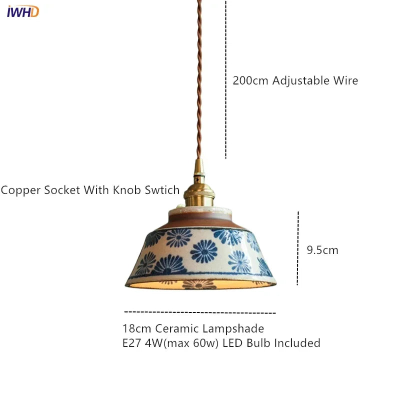 IWHD Creative Coloured Glaze Pendant Light LED Hanging Lamp For Home Decoration Dining Living Room E27 Bulb Included 90V-260V