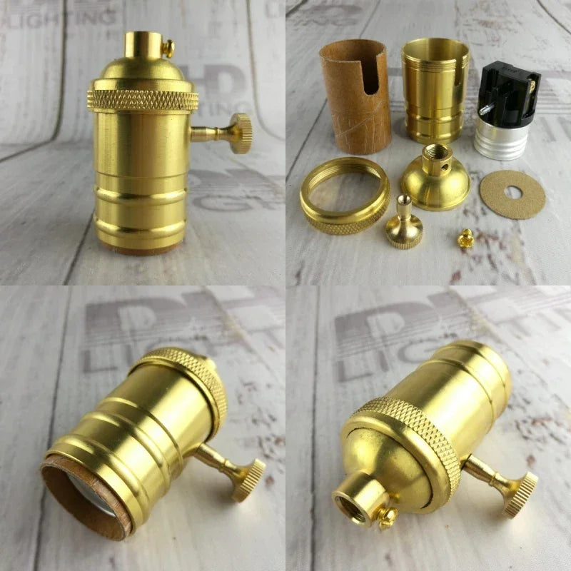 Electroplated copper Light Holder brass material silver/antique brass/shinning black 100% copper DIY Pendant Light Lamp Sockets