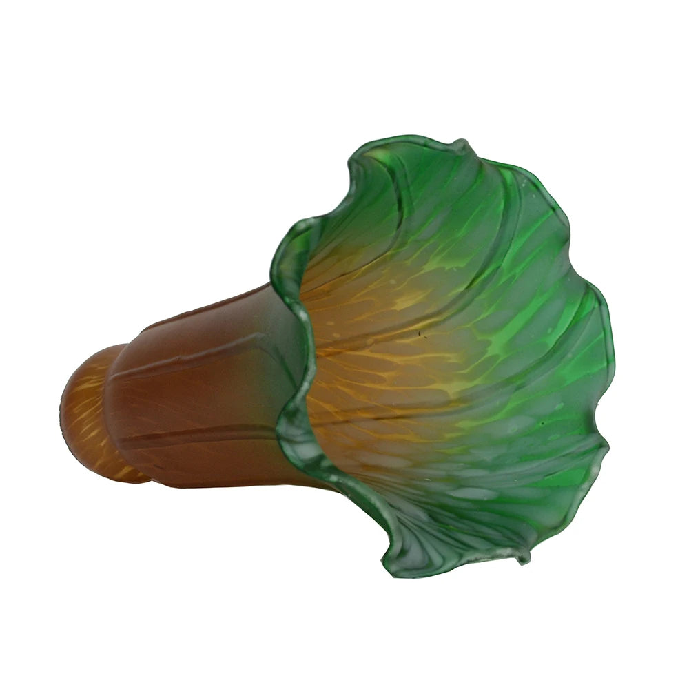 Amber-Green Pond Lily Lamp Shade   Glass Lampshade  4.5" Wide X 6" Tall X 1.5" Fitter Lighting Accessories - Adrianas Specialty Lamp Shades