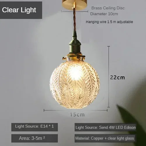 Glass Pendant Light Nordic Dining Room Retro Chandeliers Creative Minimal E27  Transparent Lampshade For Restaurant Lamp Lustre - Adrianas Specialty Lamp Shades