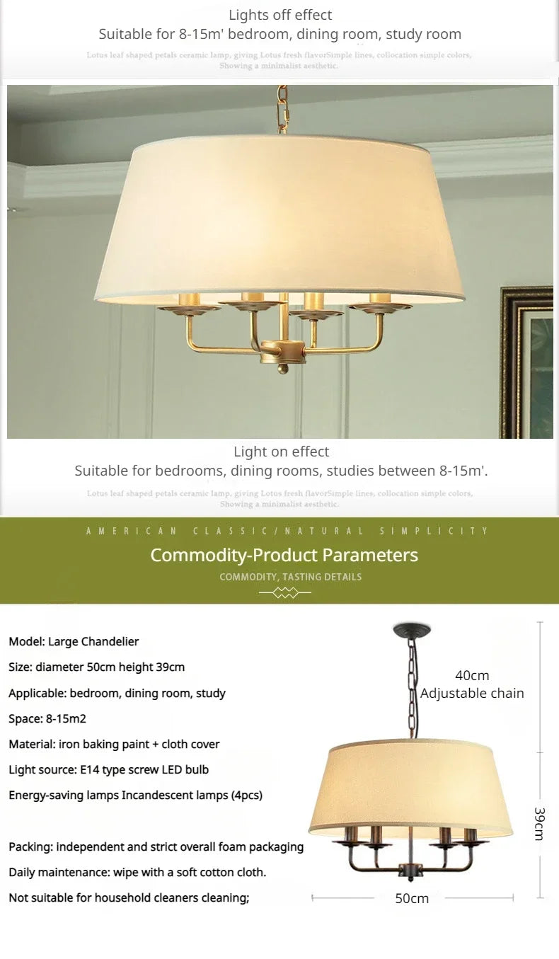 Modern Ceiling Chandeliers Stylish Simplicity Fabric Lampshade