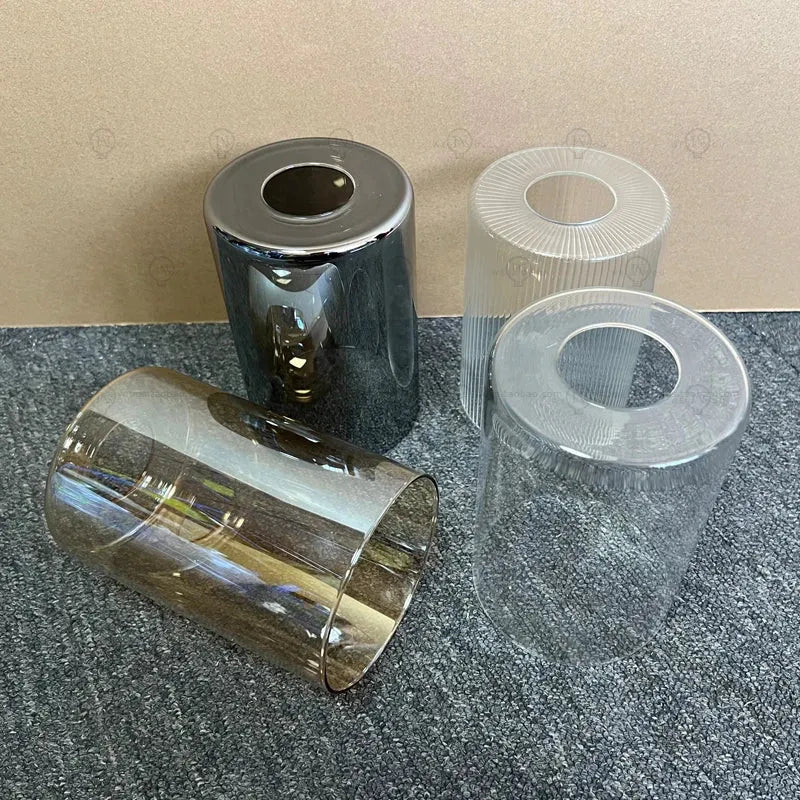 Cylindrical glass lampshade replacement E27E26 screw mouth transparent glass lampshade vanity table lamp wall lamp pendant light