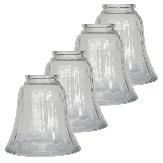 4 Pack Clear Hammered Glass Shade Bell Shaped