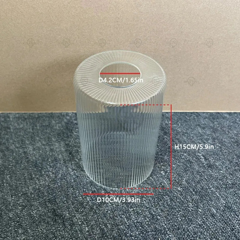 Cylindrical transparent/amber/smoke gray glass lampshade