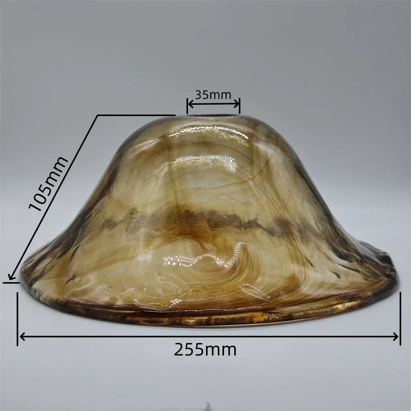 Glass lampshade paired with all copper lamp head with switch DIY pendant lampshade thickened transparent amber glass