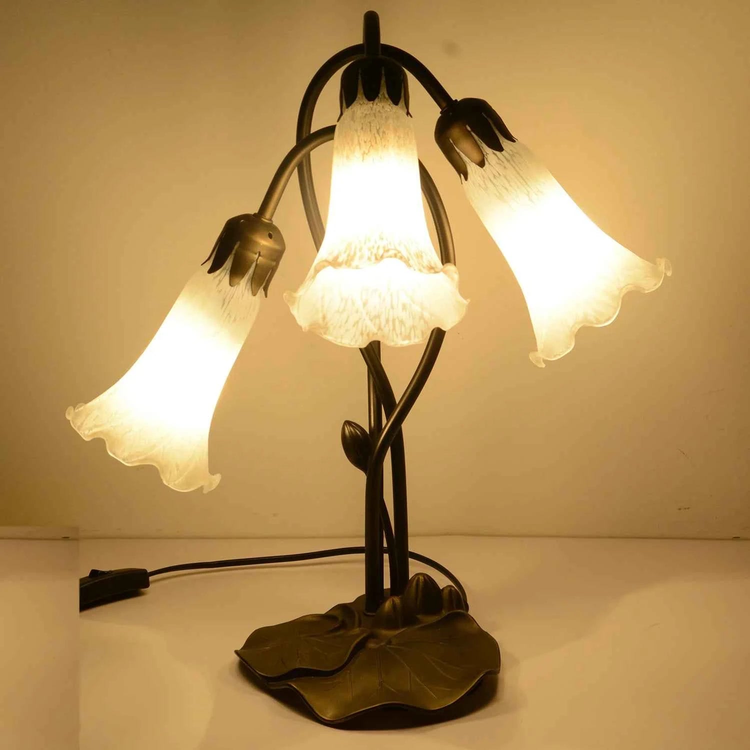 Pond Lily Lamp Shade White Glass Lampshade  4" Wide X 6" Tall X 1.5" Fitter